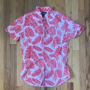 Bonobos Coral Leaf Print Short-Sleeve Button-Down Shirt